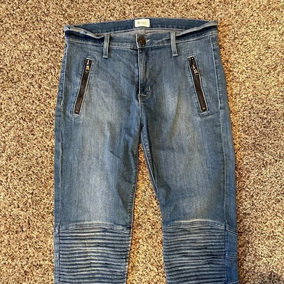 Hudson Stark Designer Moto Jean Skinny Mid Rise Medium Blue Women's Size 28/6 - Picture 3 of 6